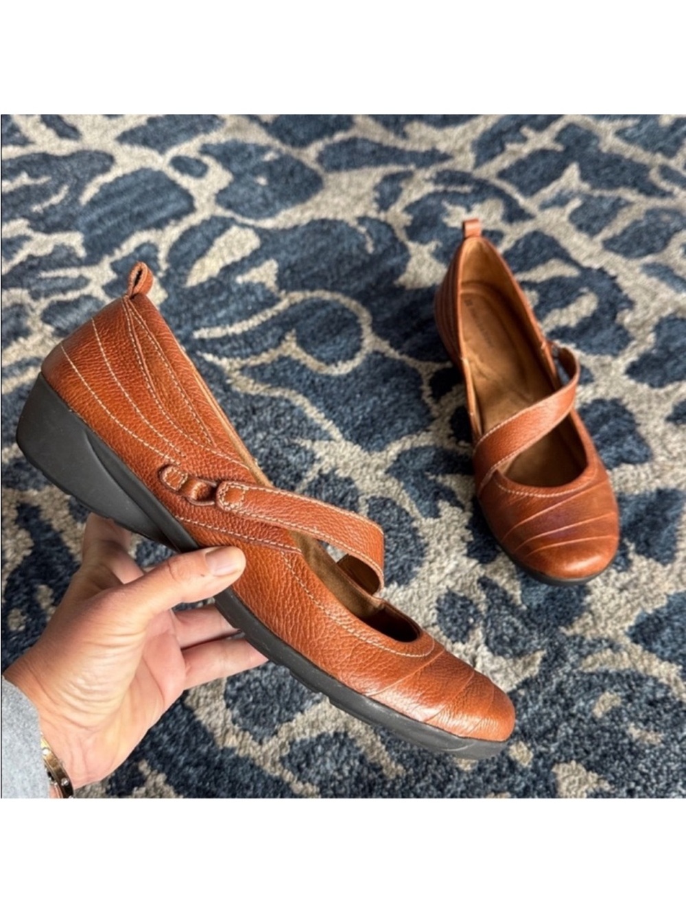 Naturalizer Noland Brown Leather Mary Jane Shoes Sz 10 Heeled